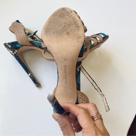 Alexandre Birman python braided open toe buckle ankle strap sandal heels - Picture 6 of 9